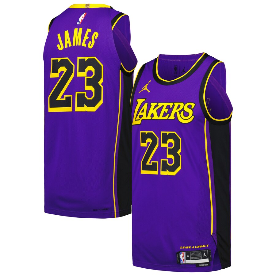 Men's Los Angeles Lakers LeBron James Jordan Brand Purple Authentic Player Jersey - Statement Edition - Puhuasuan