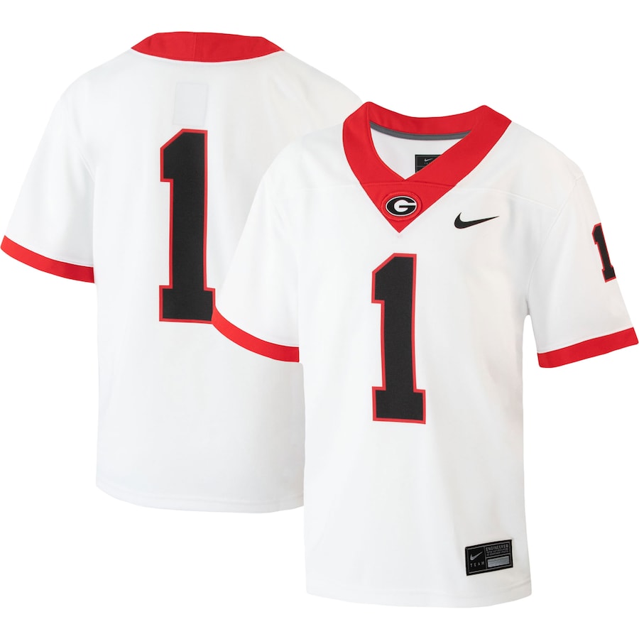 Youth Nike #1 White Georgia Bulldogs 1st Armored Division Old Ironsides Untouchable Football Jersey - Puhuasuan