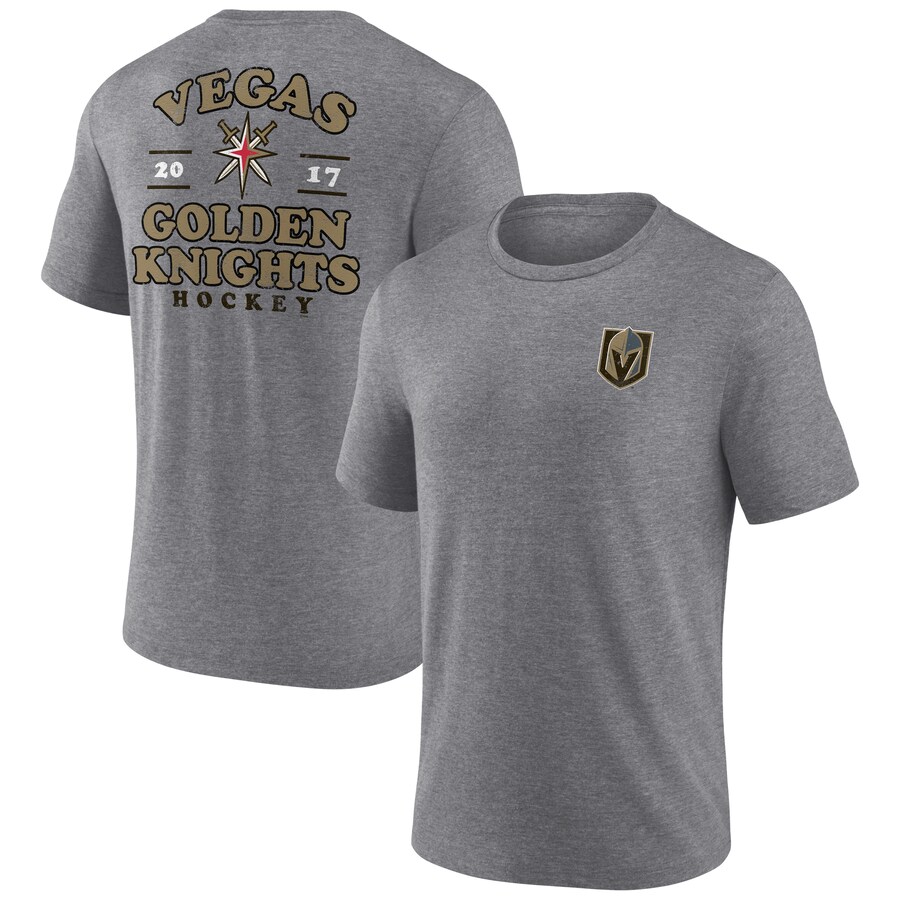 Men's Vegas Golden Knights Fanatics Heather Gray Winger Tri-Blend T-Shirt - Puhuasuan