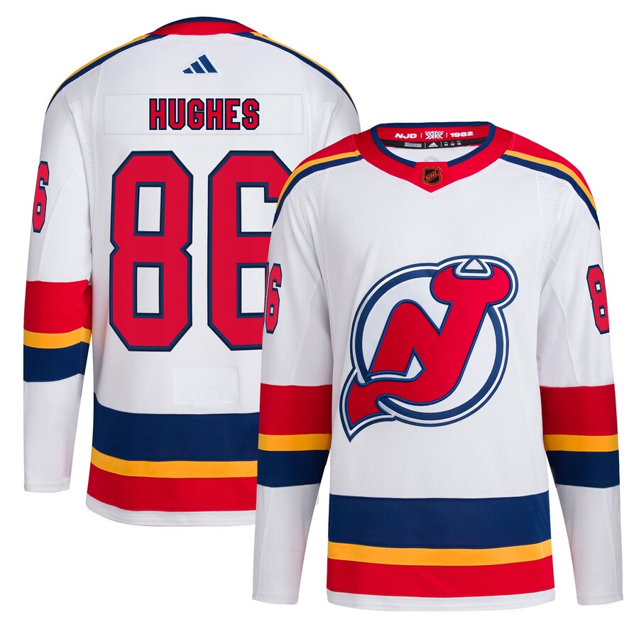 Men's New Jersey Devils Jack Hughes adidas White Reverse Retro 2.0 Authentic Player Jersey - Puhuasuan