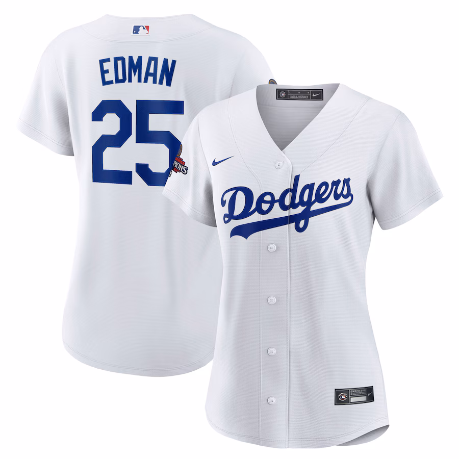 Women's Los Angeles Dodgers Tommy Edman Nike White 2024 World Series Champions Home Replica Player Jersey - Puhuasuan