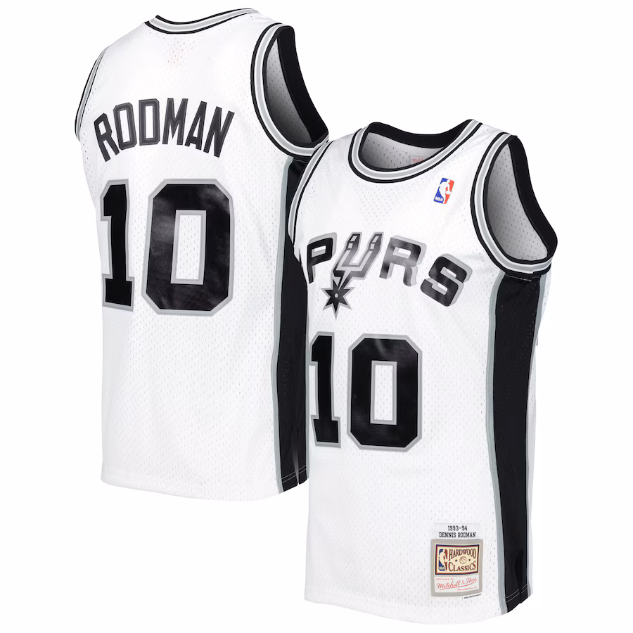 Men's San Antonio Spurs Dennis Rodman Mitchell & Ness White 2001/02 Hardwood Classics Swingman Jersey - Puhuasuan
