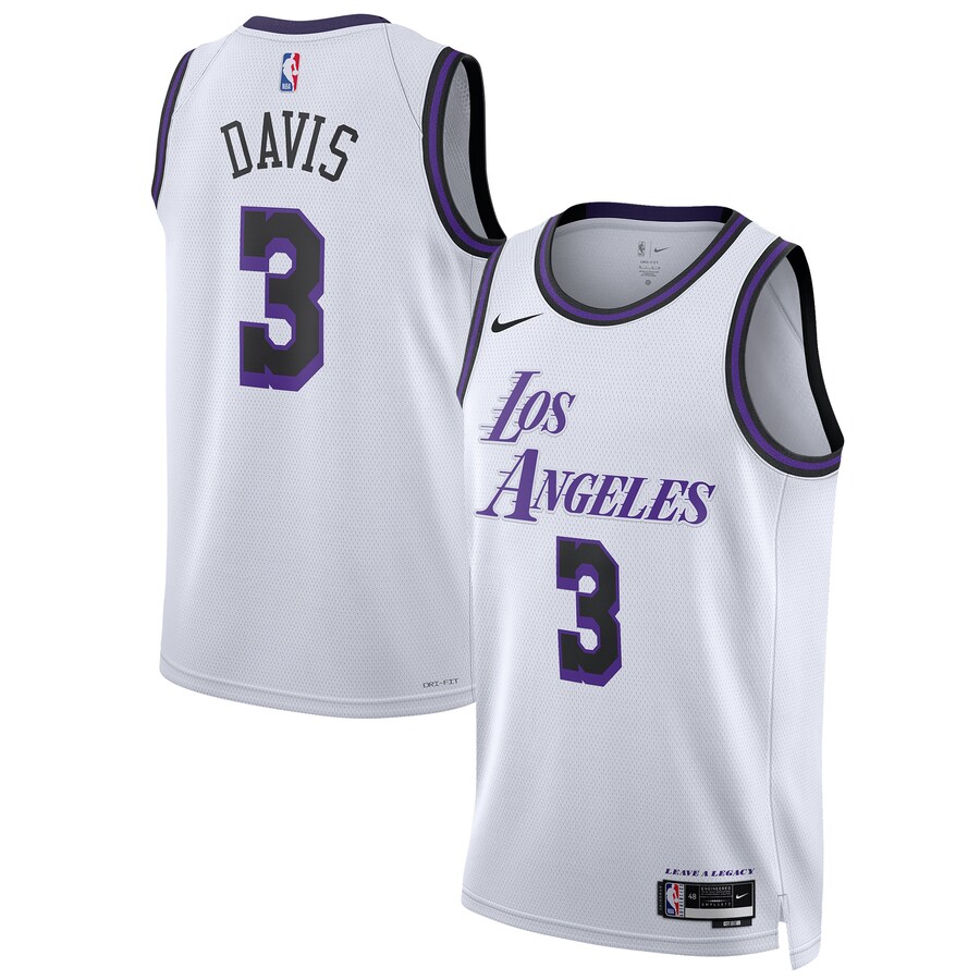 Unisex Los Angeles Lakers Anthony Davis Nike White 2022/23 Swingman Jersey - City Edition - Puhuasuan