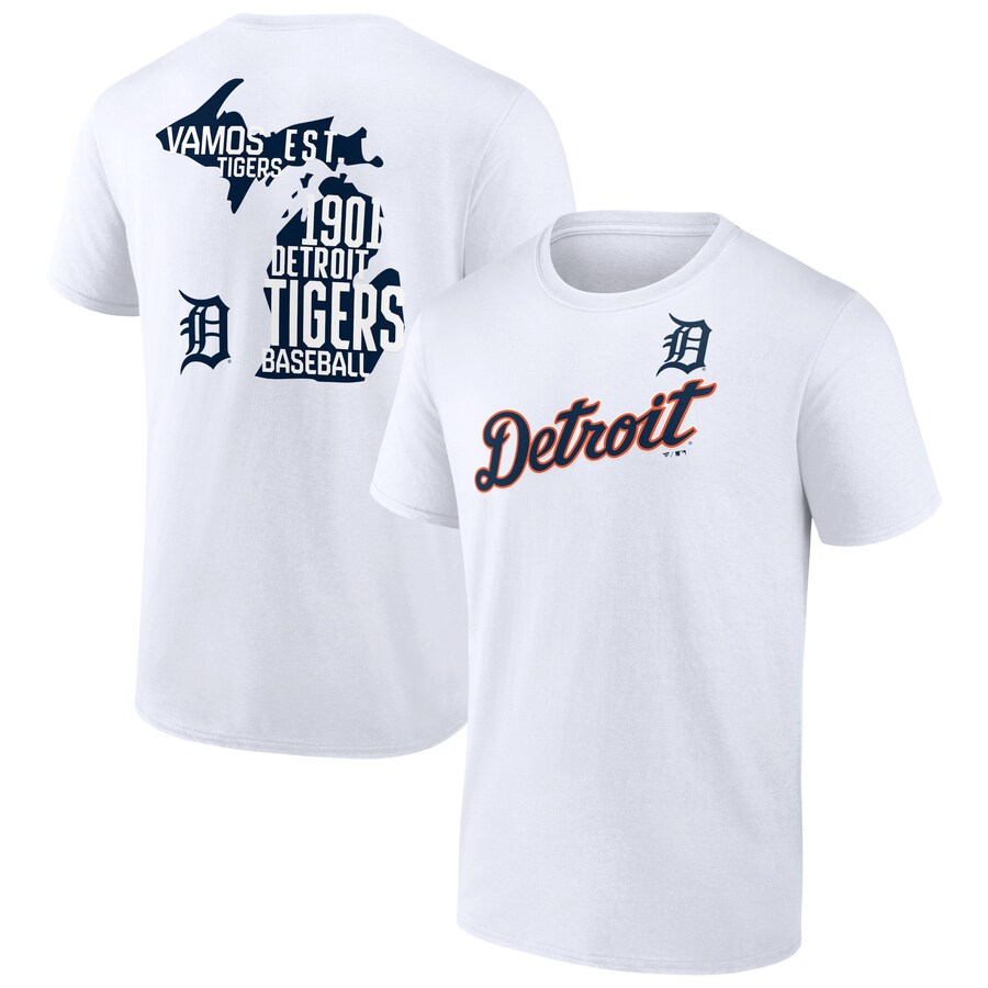Men's Detroit Tigers White Team Hot Shot T-Shirt - Puhuasuan