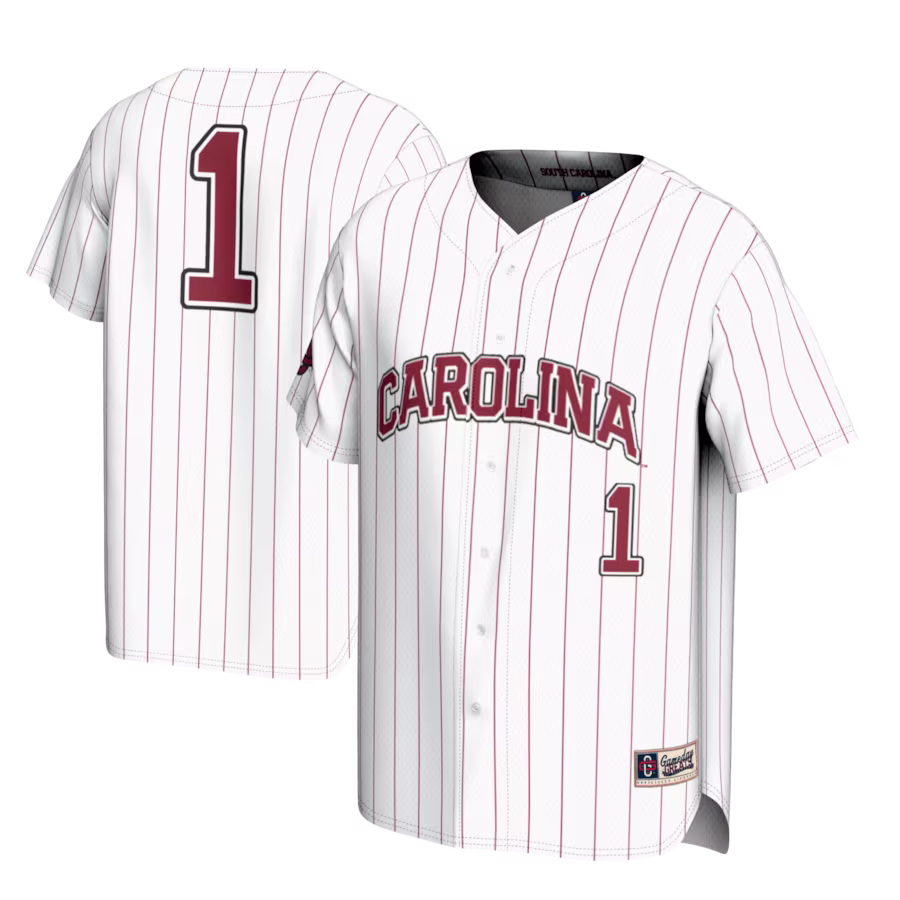 #1 South Carolina Gamecocks GameDay Greats Youth Lightweight Baseball Fashion Jersey - White - Puhuasuan