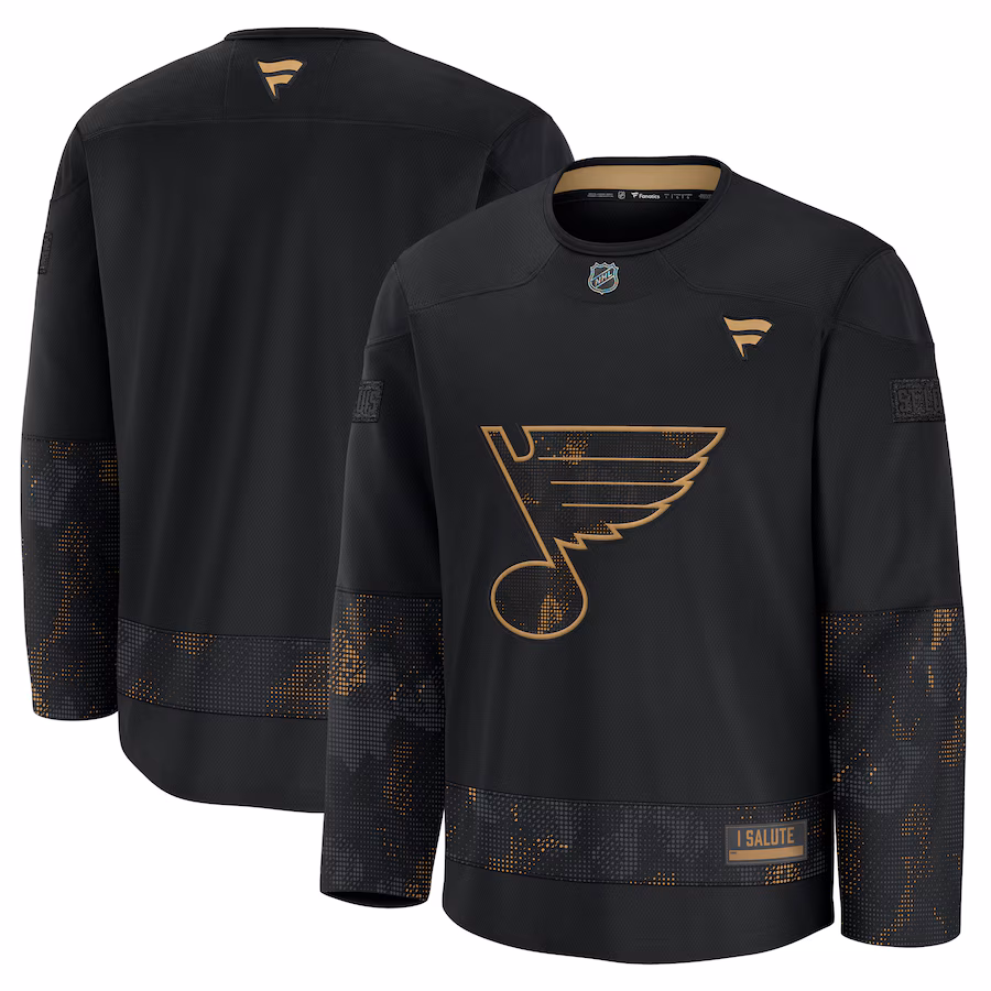 Men's St. Louis Blues Fanatics Black 2024 Military Appreciation Practice Jersey - Puhuasuan
