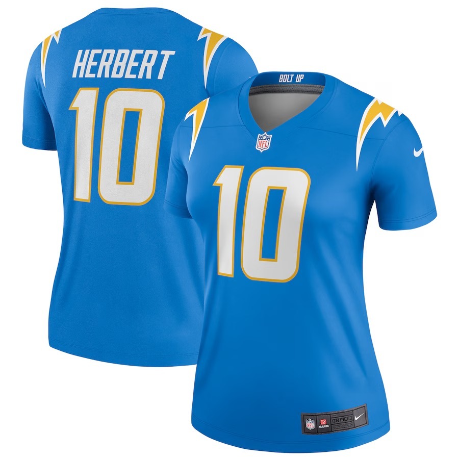 Women's Los Angeles Chargers Justin Herbert Nike Powder Blue Legend Player Performance Top - Puhuasuan