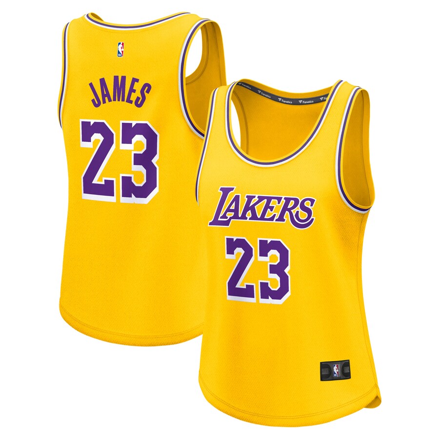 Women's Los Angeles Lakers LeBron James Fanatics Gold Fast Break Player Jersey - Icon Edition - Puhuasuan