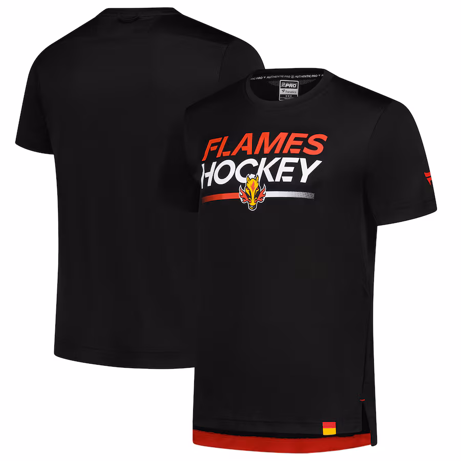 Men's Calgary Flames Fanatics Black Authentic Pro Tech T-Shirt - Puhuasuan