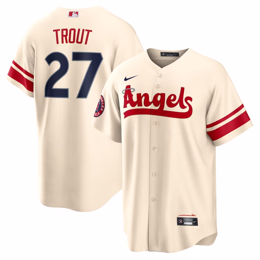 Men's Los Angeles Angels Mike Trout Nike Cream City Connect Replica Player Jersey - Puhuasuan