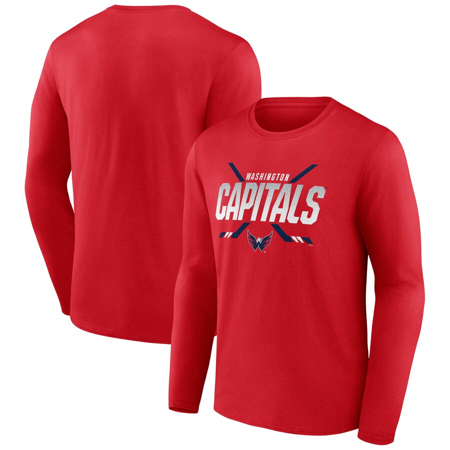 Men's Washington Capitals Fanatics Red Covert Long Sleeve T-Shirt - Puhuasuan