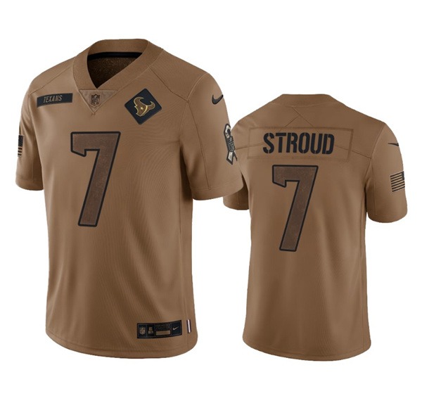 Men's Houston Texans #7 C.J. Stroud 2023 Brown Salute To Service Limited Football Stitched Jersey - Puhuasuan