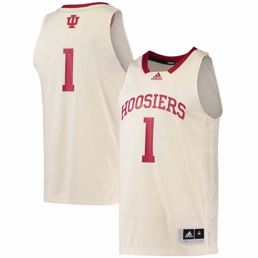 #1 Indiana Hoosiers adidas Swingman Basketball Jersey - Cream - Puhuasuan