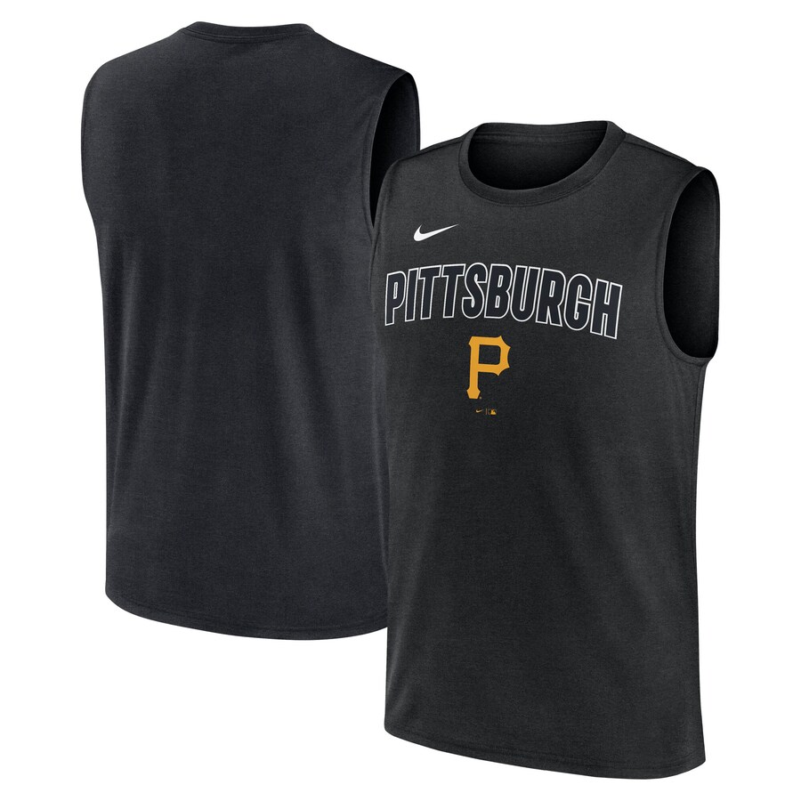 Men's Pittsburgh Pirates Nike Black Knockout Performance Muscle Tank Top - Puhuasuan
