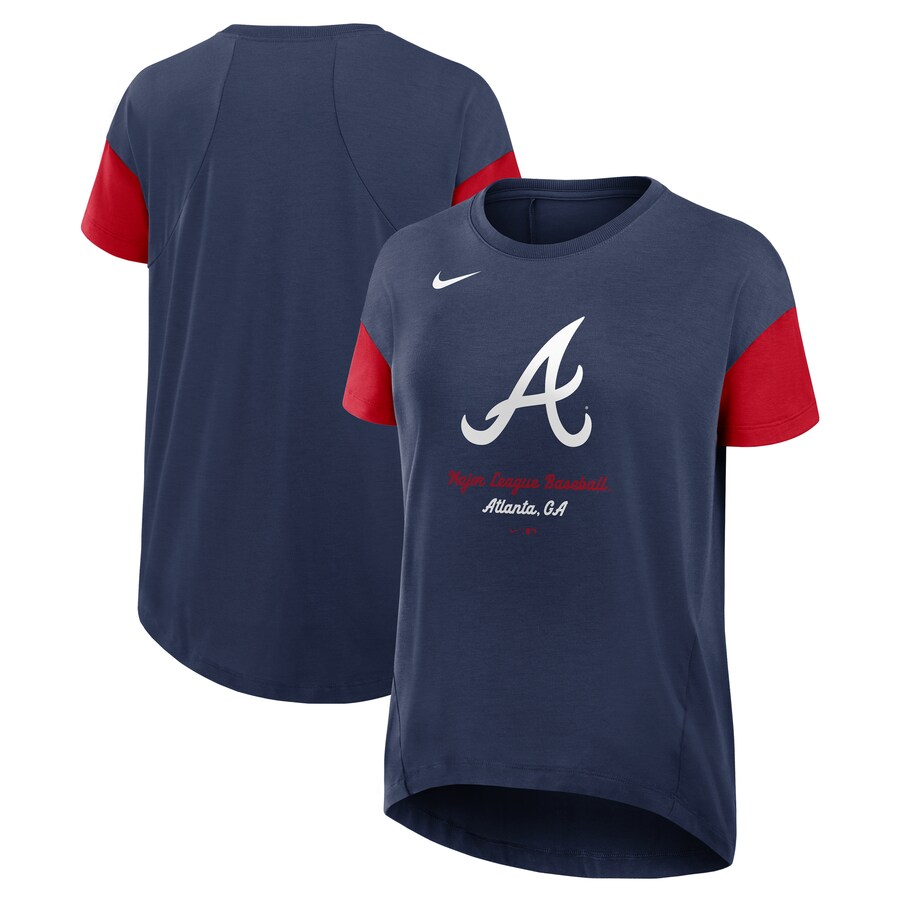 Women's Atlanta Braves Nike Navy Flowy T-Shirt - Puhuasuan
