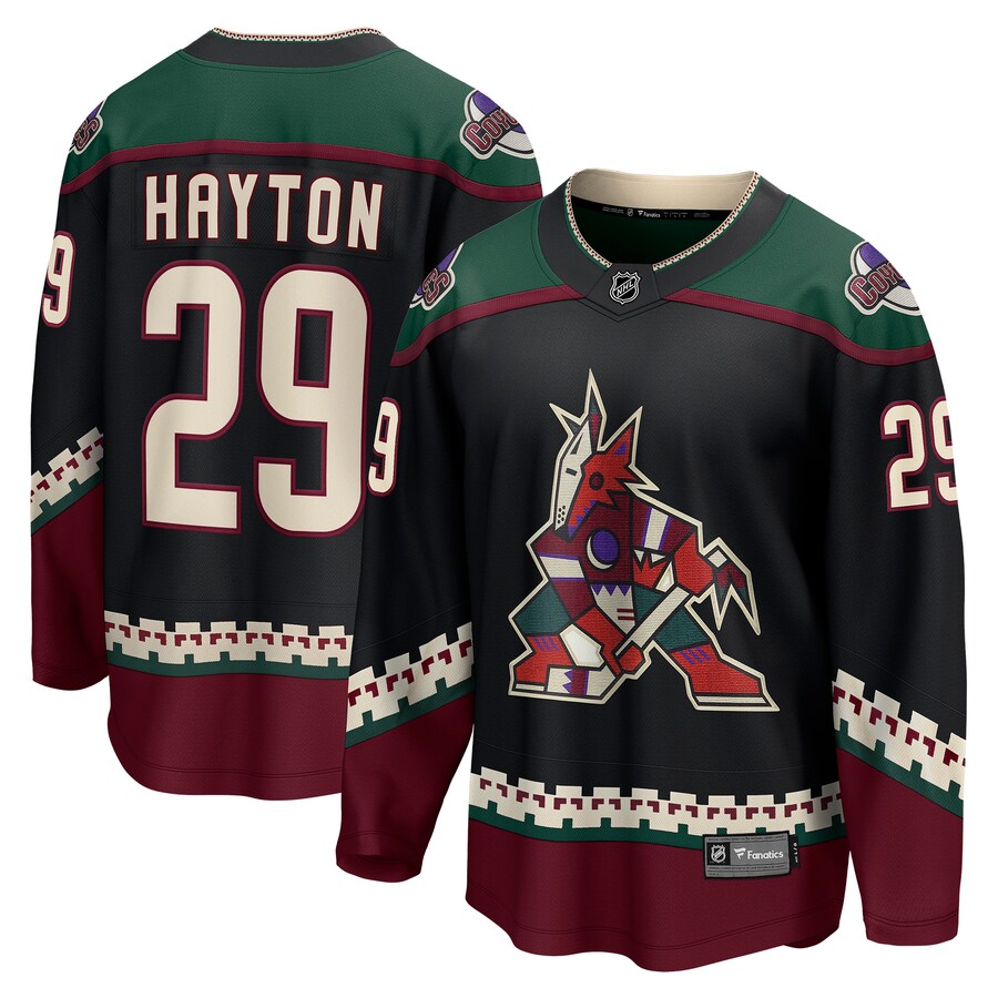 Men's Arizona Coyotes Barrett Hayton Fanatics Branded Black Home Breakaway Player Jersey - Puhuasuan