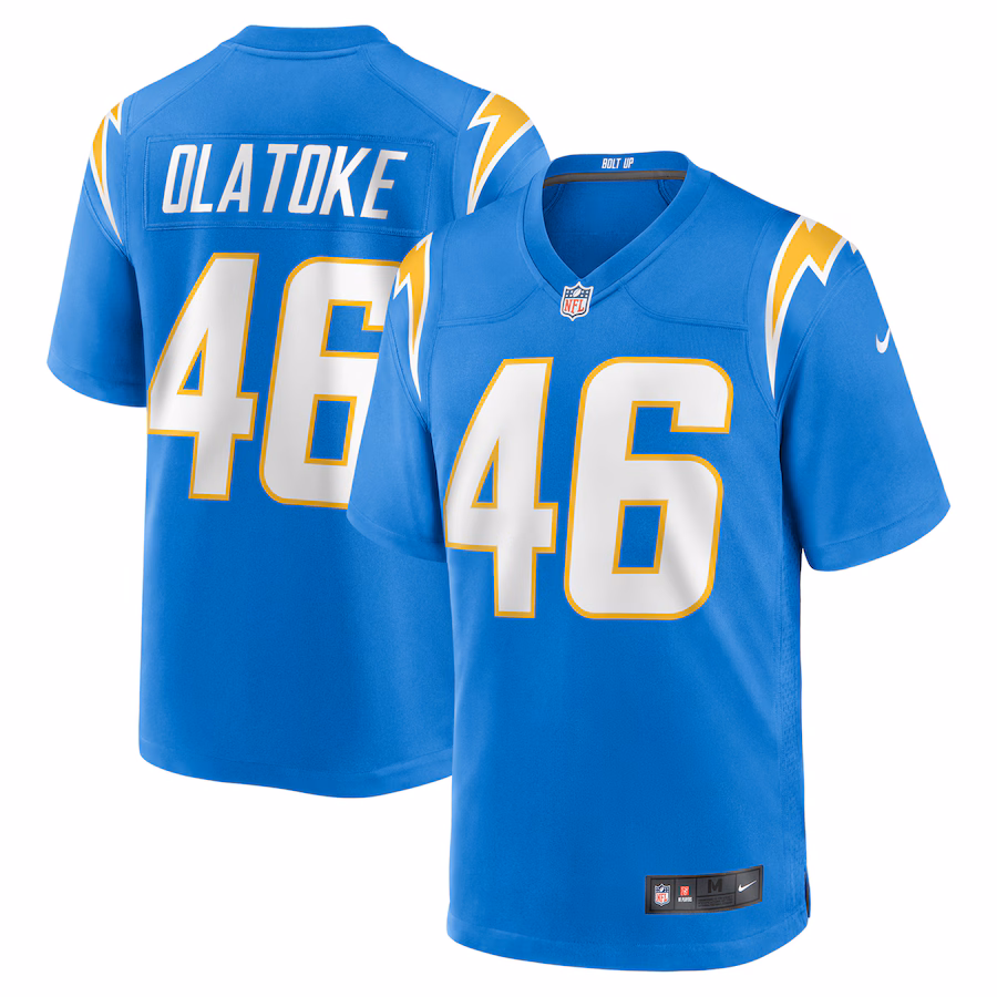 Men's Los Angeles Chargers Praise Olatoke Nike  Powder Blue Team Game Jersey - Puhuasuan