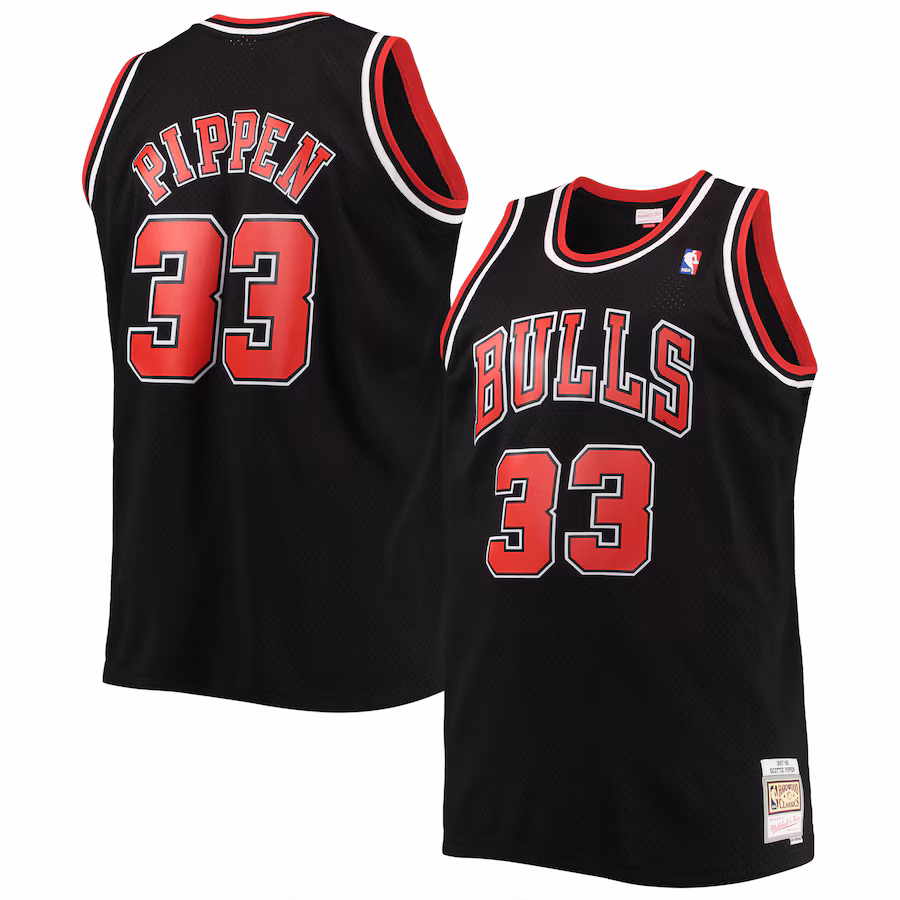 Men's Chicago Bulls Scottie Pippen Mitchell & Ness Black Big & Tall Hardwood Classics Swingman Jersey - Puhuasuan