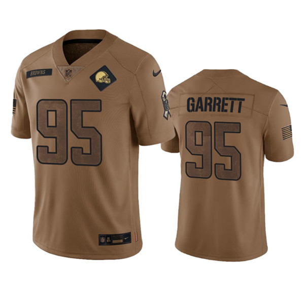 Men's Cleveland Browns #95 Myles Garrett 2023 Brown Salute To Service Limited Football Stitched Jersey - Puhuasuan