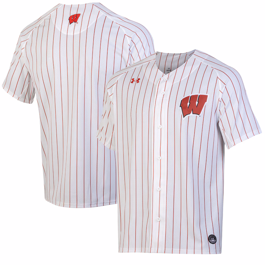 Women's Under Armour White/Red Wisconsin Badgers Full-Button Replica Softball Jersey - Puhuasuan