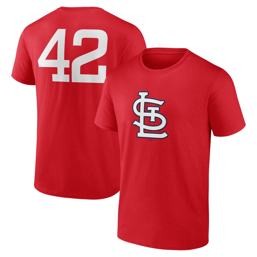 Men's St. Louis Cardinals Red Jackie Robinson Day Name & Number T-Shirt - Puhuasuan
