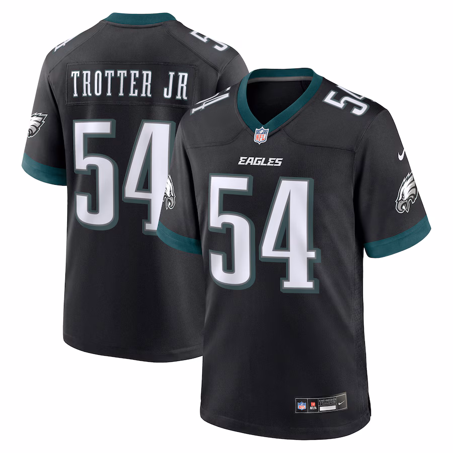 Men's Philadelphia Eagles Jeremiah Trotter Jr. Nike Black Alternate Game Jersey - Puhuasuan