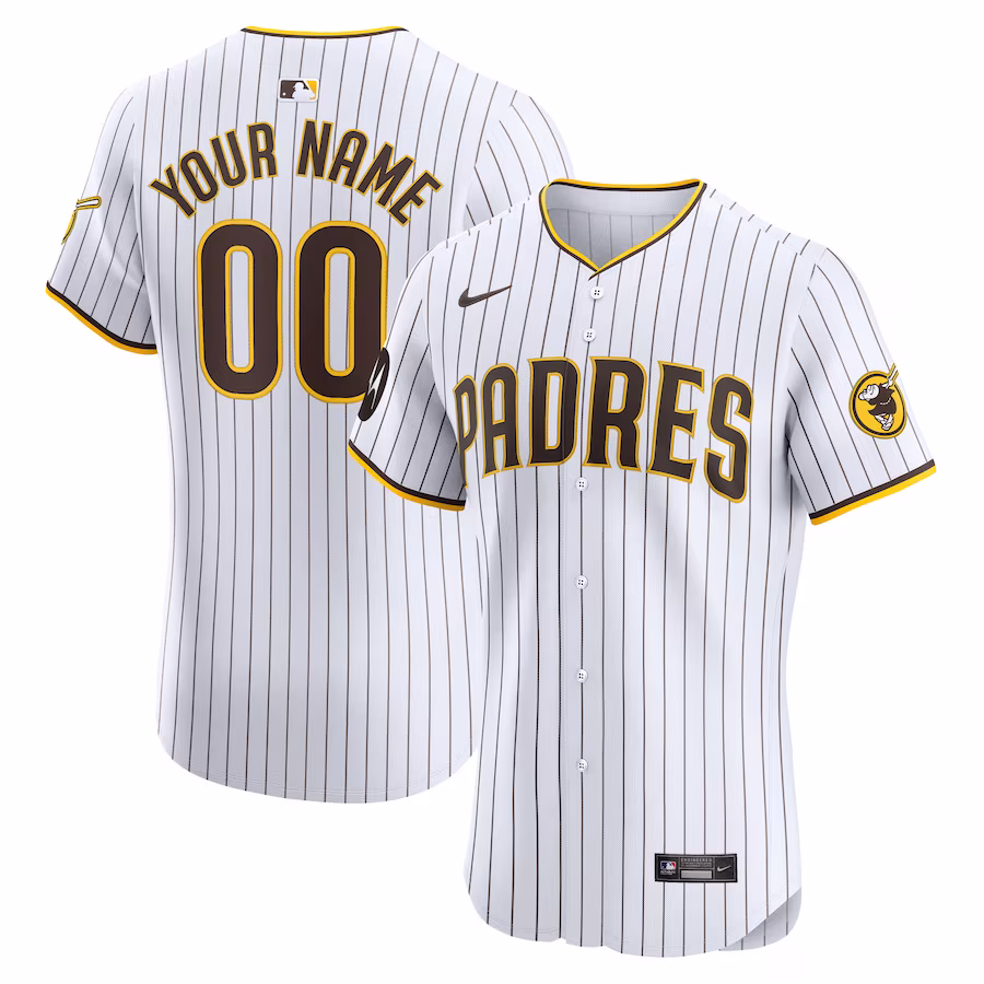 Men's San Diego Padres Nike White Home Elite Custom Patch Jersey - Puhuasuan