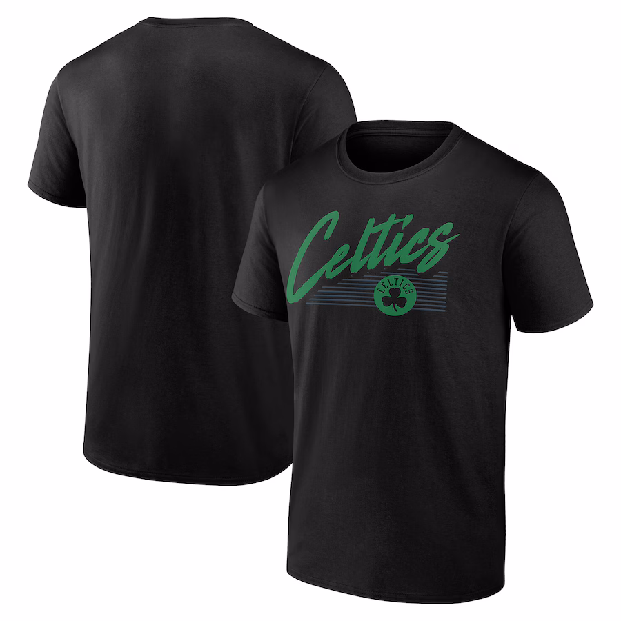 Men's Boston Celtics Black Color Block Slant T-Shirt - Puhuasuan