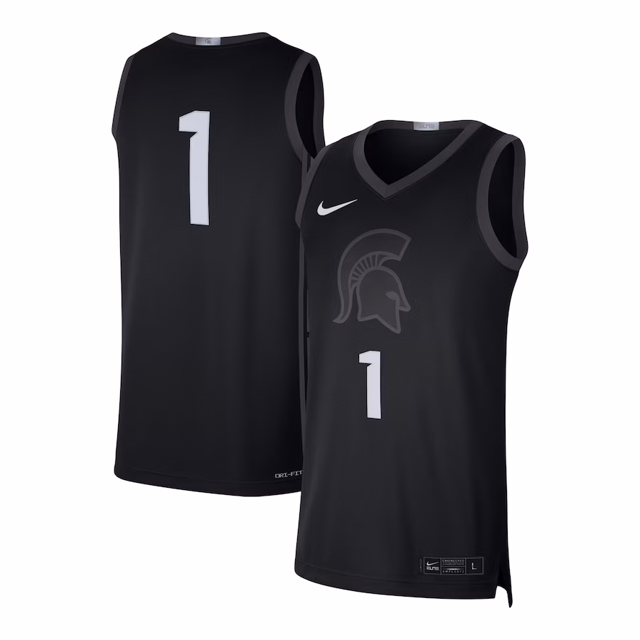 Men's Nike #1 Black Michigan State Spartans Limited Authentic Jersey - Puhuasuan