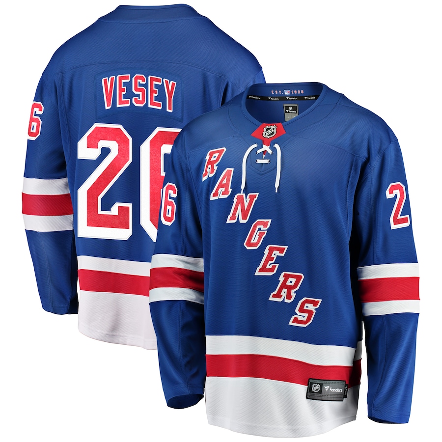 Men's New York Rangers Jimmy Vesey Fanatics Blue Home Breakaway Player Jersey - Puhuasuan