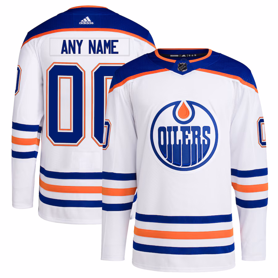 Men's Edmonton Oilers adidas White Away Primegreen Authentic Custom Jersey - Puhuasuan