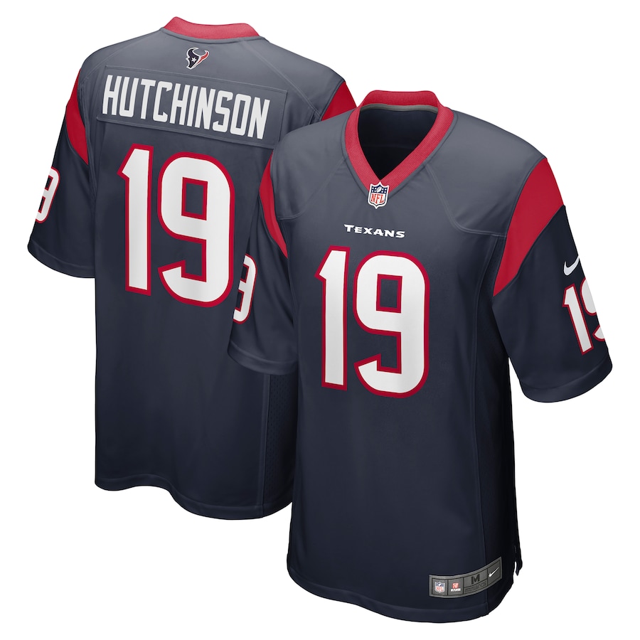 Men's Houston Texans Xavier Hutchinson Nike Navy Team Game Jersey - Puhuasuan