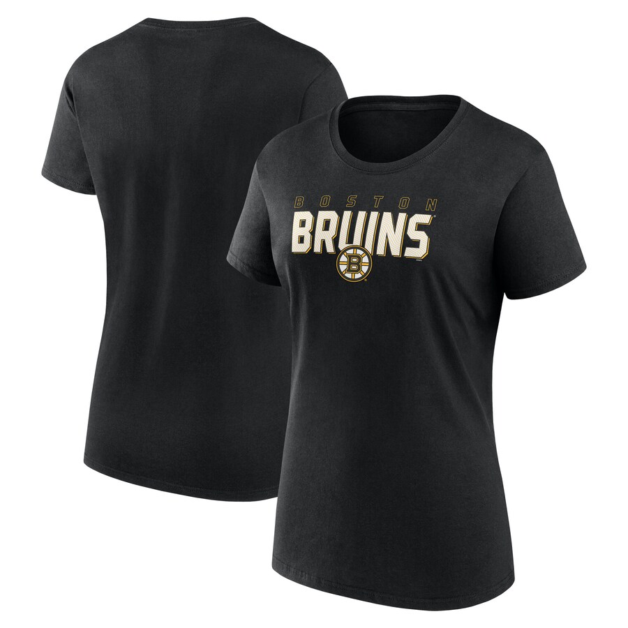 Women's Boston Bruins Black Launch Scoop Neck T-Shirt - Puhuasuan