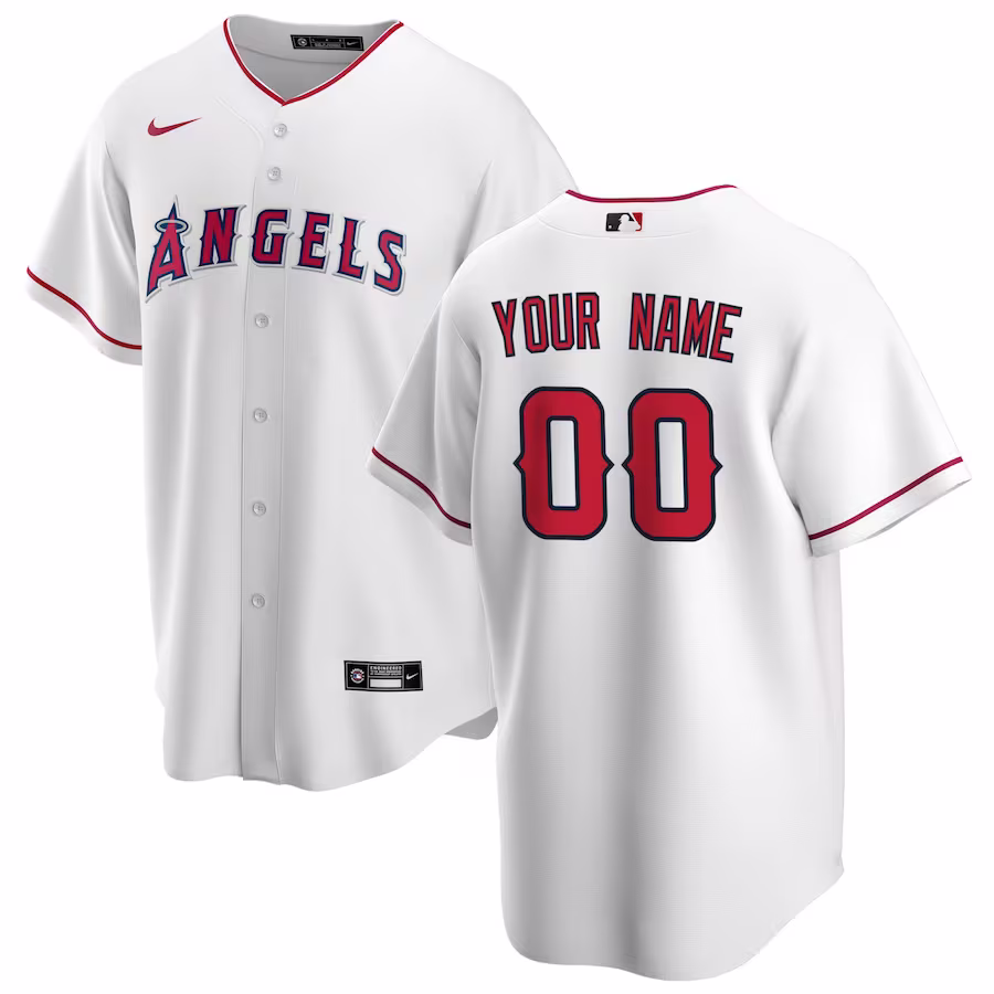 Men's Los Angeles Angels Nike White Home Replica Custom Jersey - Puhuasuan