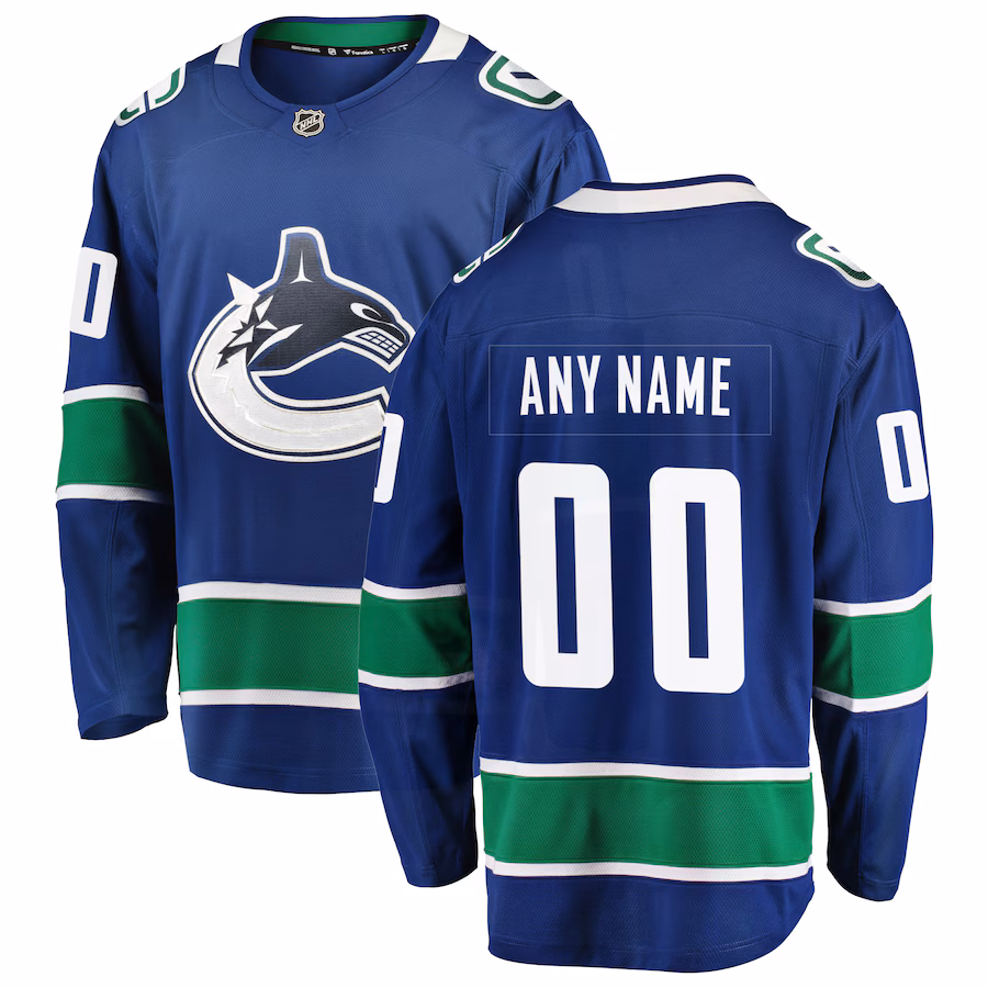 Men's Vancouver Canucks Fanatics Blue Home Team Breakaway Custom Jersey - Puhuasuan