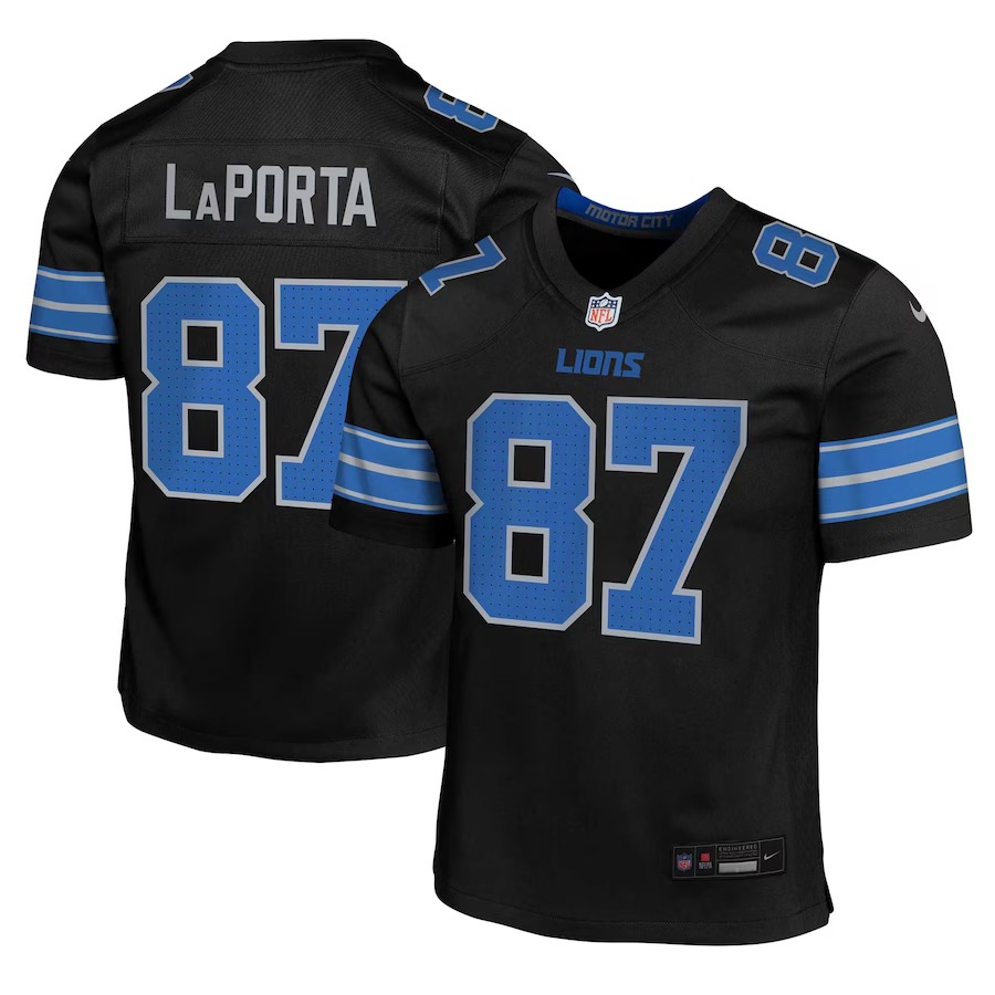 Youth Detroit Lions Sam LaPorta Nike Black Alternate Player Game Jersey - Puhuasuan