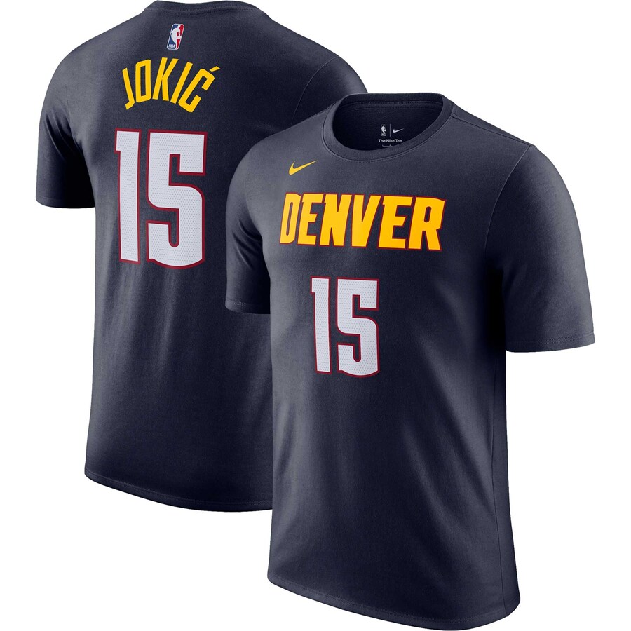 Men's Denver Nuggets Nikola Jokic Nike Navy Icon 2022/23 Name & Number T-Shirt - Puhuasuan