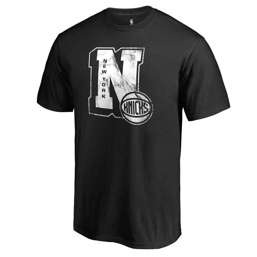 Men's New York Knicks Black Letterman T-Shirt - Puhuasuan