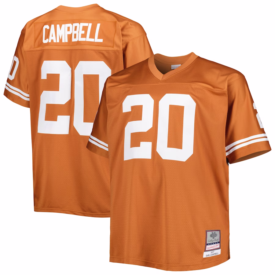 Earl Campbell Texas Longhorns Mitchell & Ness Big & Tall Legacy Jersey - Texas Orange - Puhuasuan