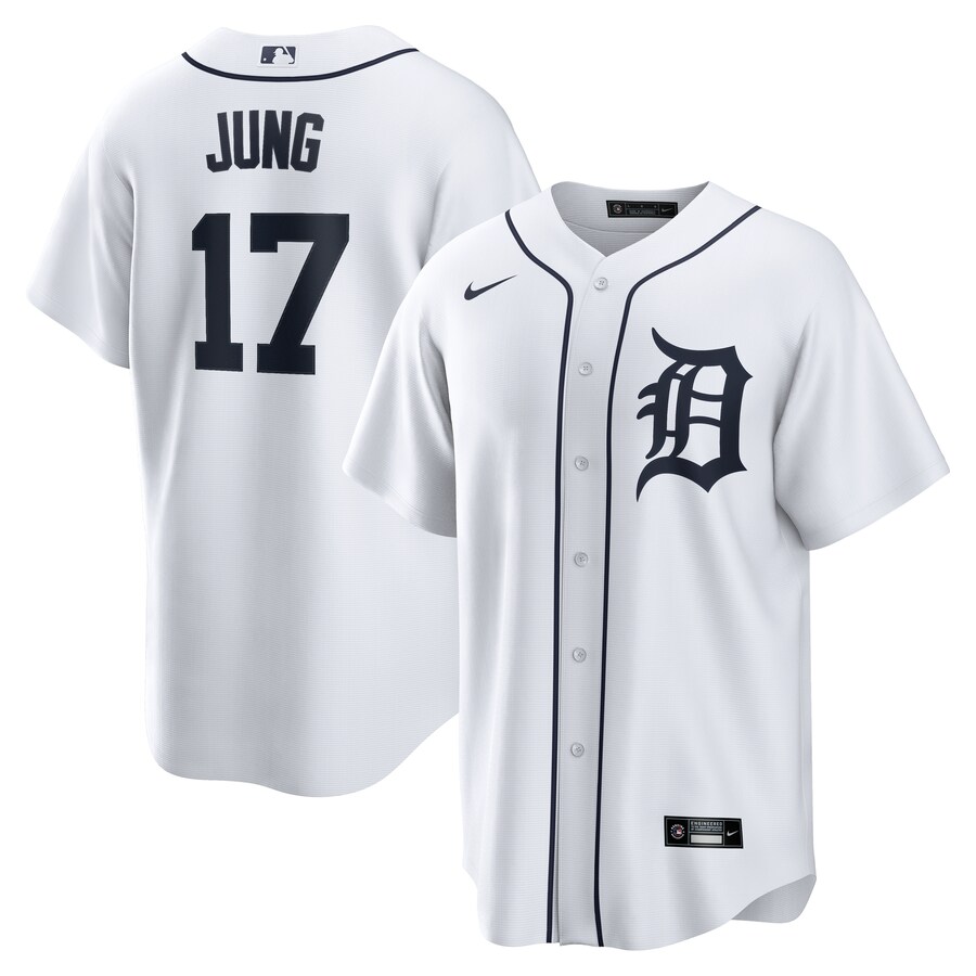 Men's Detroit Tigers Jace Jung Nike White Home Replica Jersey - Puhuasuan