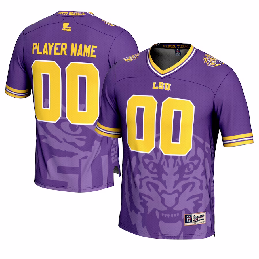 LSU Tigers GameDay Greats Youth Icon Print NIL Pick-A-Player Football Jersey - Purple - Puhuasuan