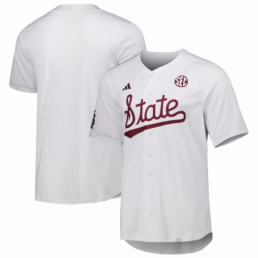 Mississippi State Bulldogs adidas Team Baseball Jersey - White - Puhuasuan