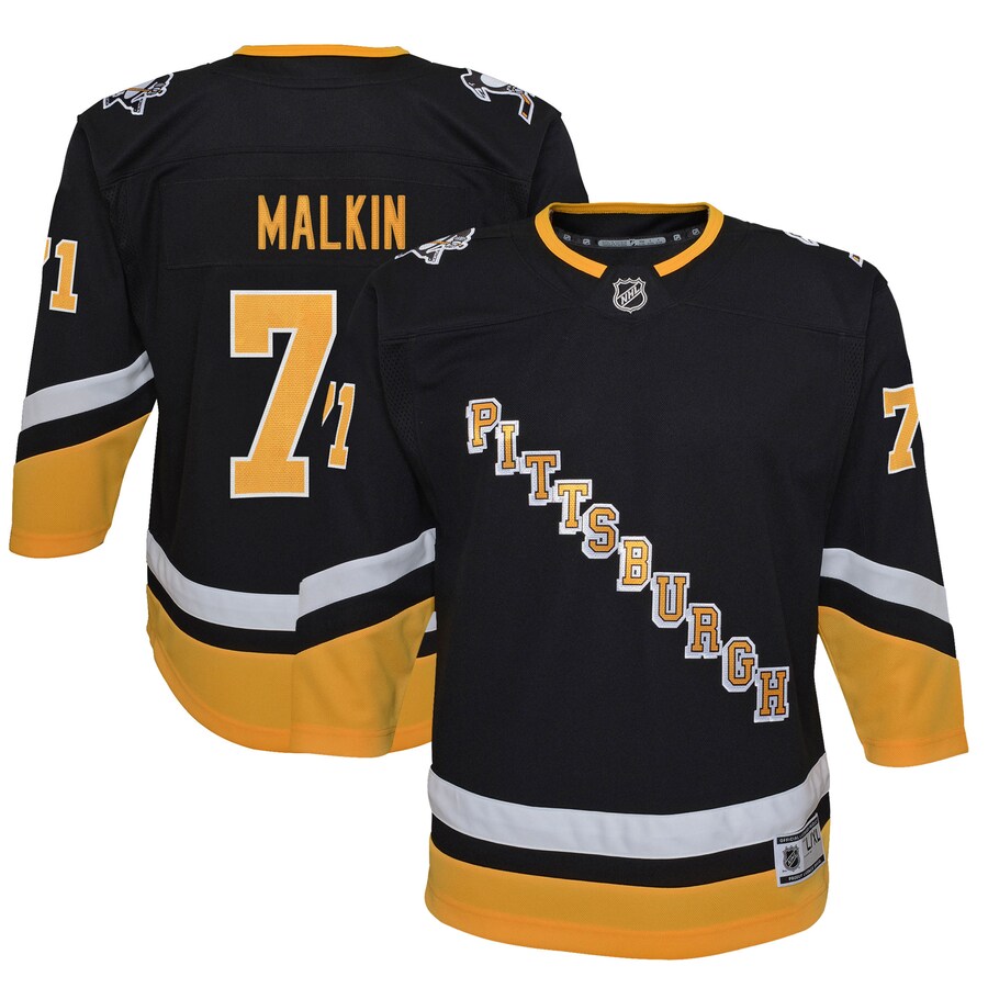 Youth Pittsburgh Penguins Evgeni Malkin Black 2021/22 Alternate Premier Player Jersey - Puhuasuan