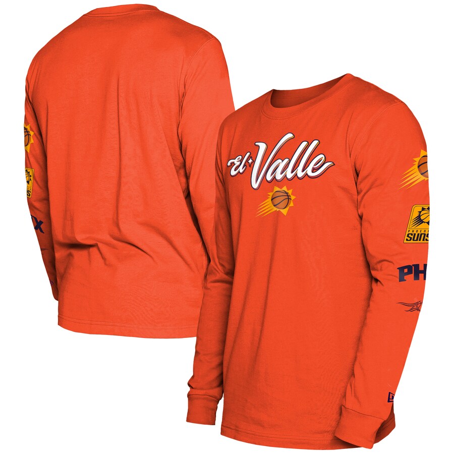 Men's Phoenix Suns New Era Orange 2023/24 City Edition Long Sleeve T-Shirt - Puhuasuan