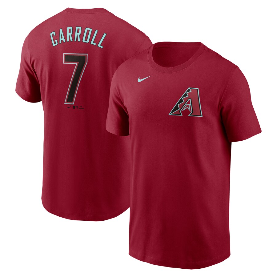 Men's Arizona Diamondbacks Corbin Carroll Nike Red Fuse Name & Number T-Shirt - Puhuasuan