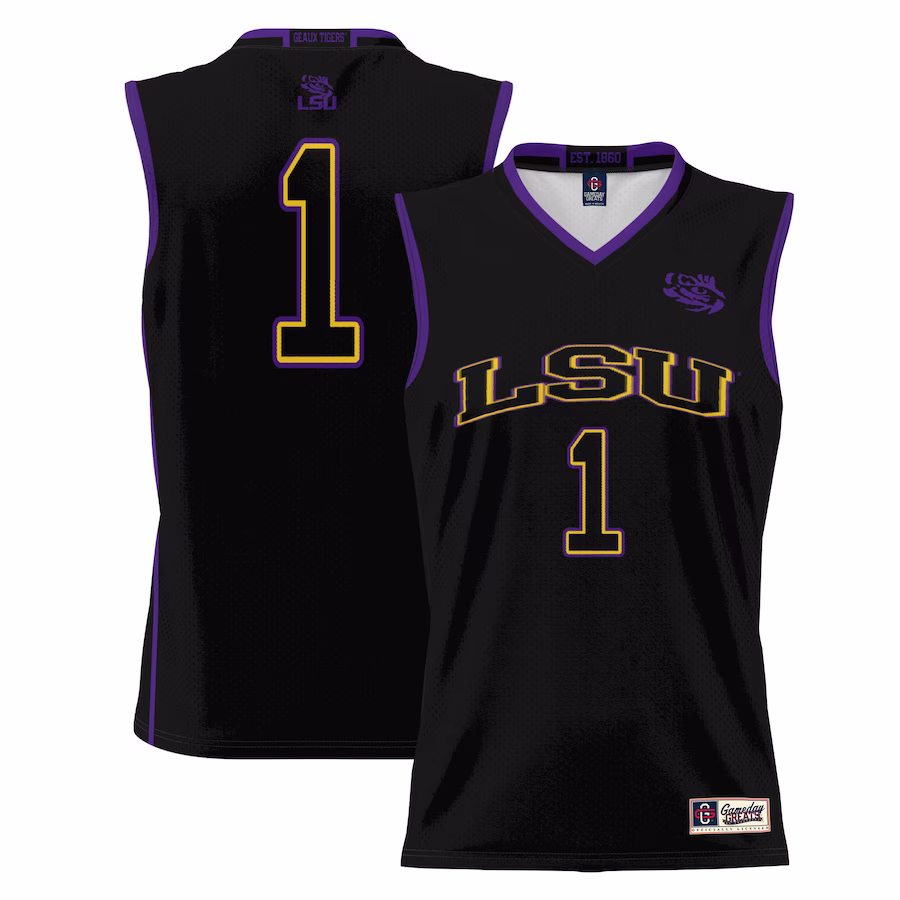 #1 LSU Tigers GameDay Greats Youth Lightweight Basketball Jersey - Black - Puhuasuan
