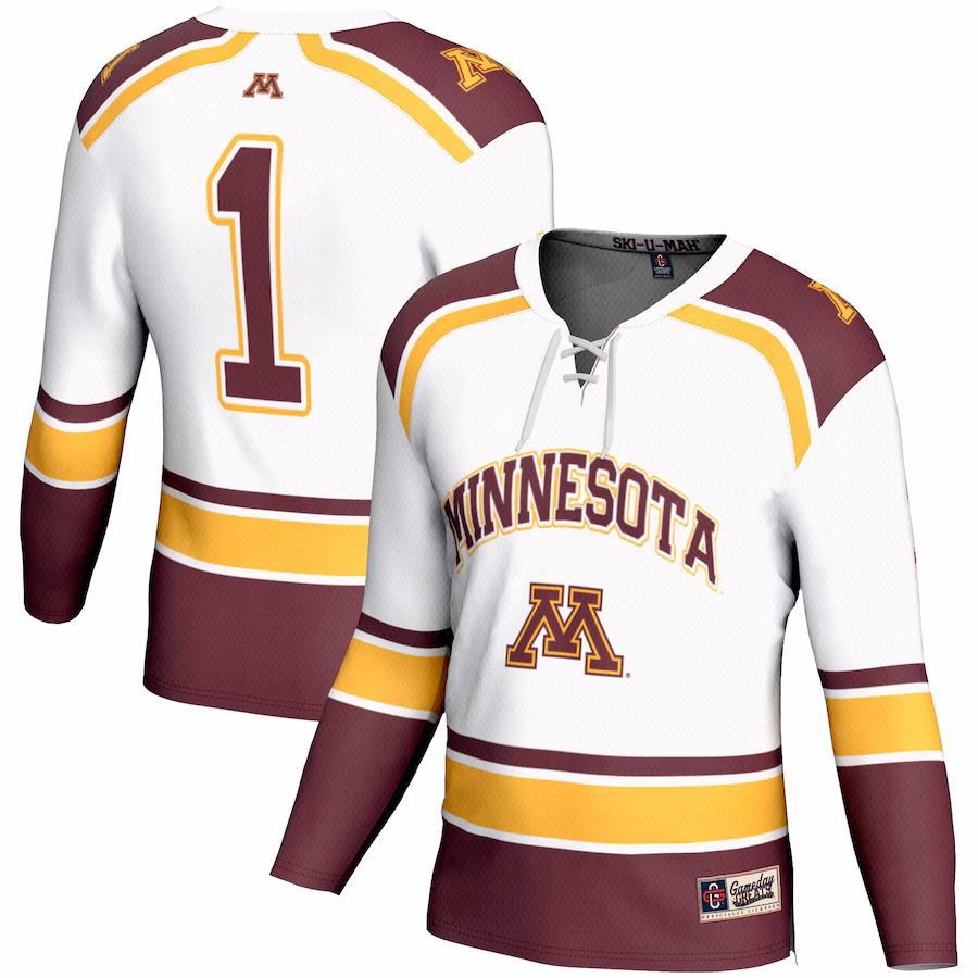 Youth GameDay Greats #1 White Minnesota Golden Gophers Hockey Jersey - Puhuasuan