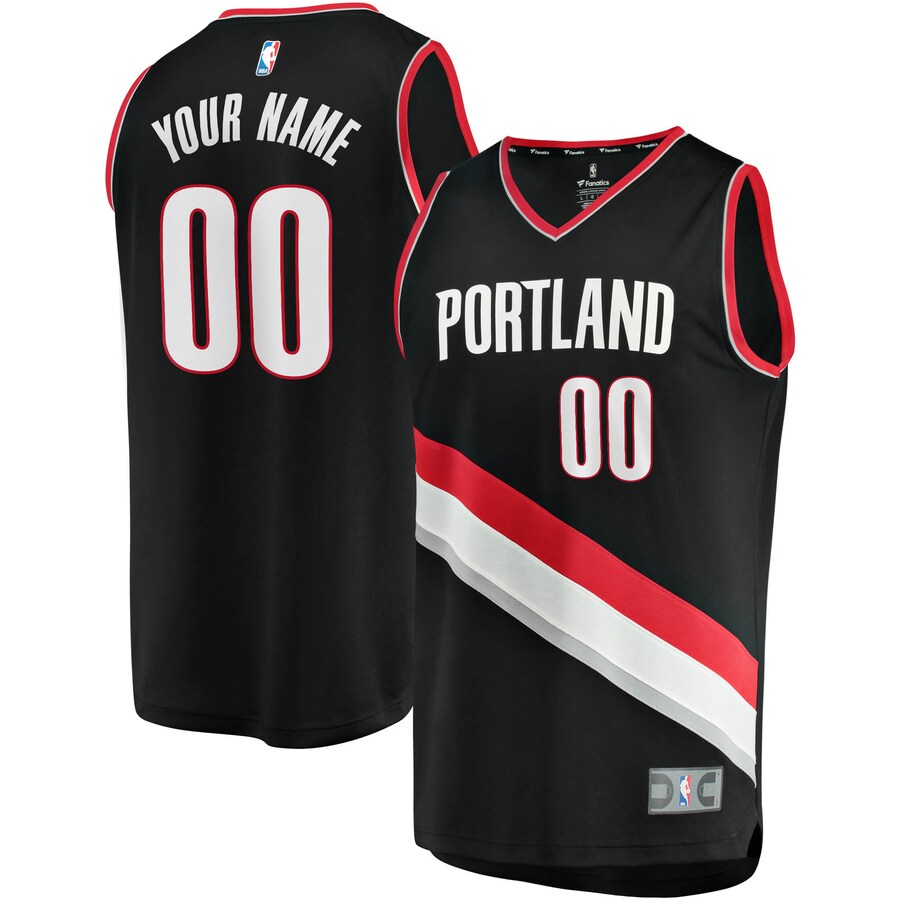 Youth Portland Trail Blazers Fanatics Black Fast Break Custom Replica Jersey - Icon Edition - Puhuasuan