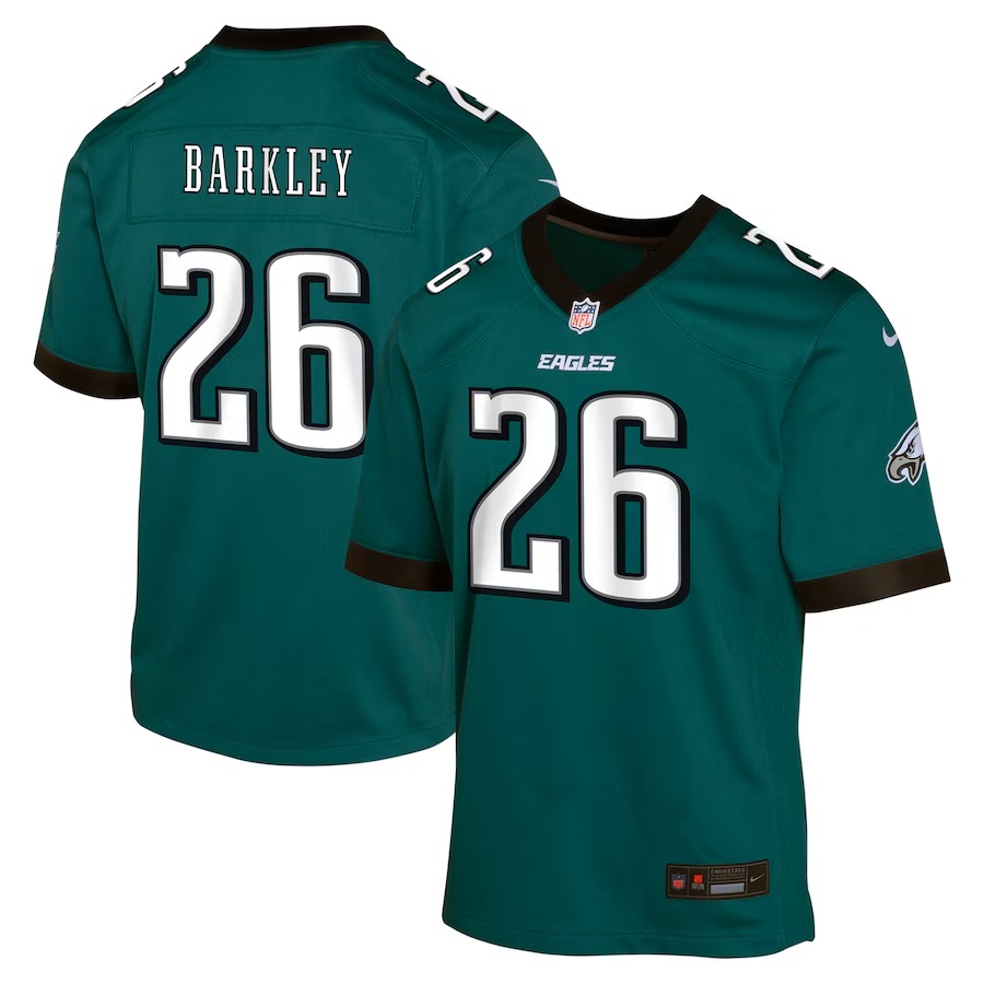 Youth Philadelphia Eagles Saquon Barkley Nike Midnight Green Team Player Game Jersey - Puhuasuan