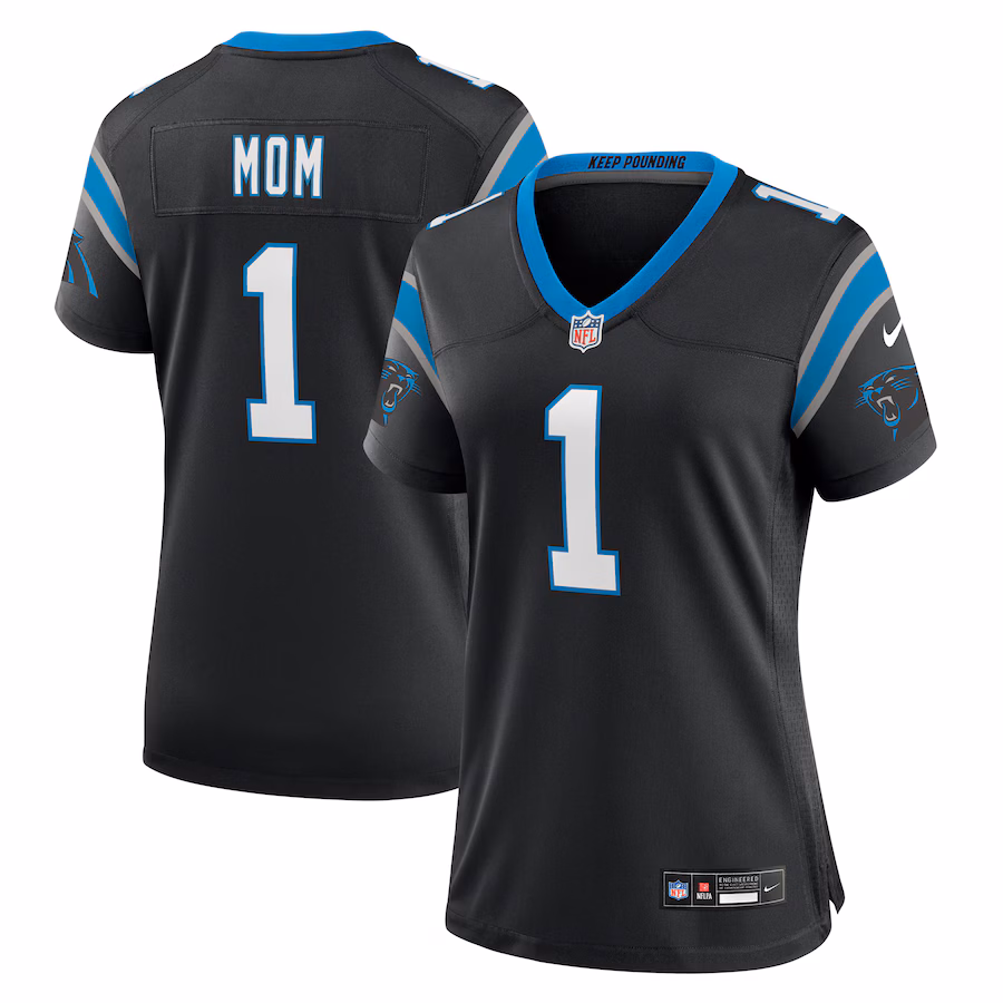 Women's Carolina Panthers Number 1 Mom Nike Black Game Jersey - Puhuasuan